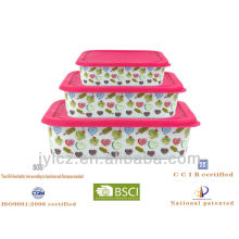 2013 popular ceramic square food storage with silicone lid, set of 3